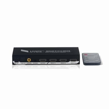 NÖRDIC HDMI-switch 4 til 1 med Audio Extractor og ARC, 4Kx2K i 60Hz, HDCP 2.2, 7.1 Surround, Metal