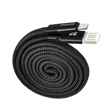 PROMATE Apple Lightning (Non MFI) En USB opladning og synkronisering 2A med aluminium kontrast, fordel og nylon tekstil fladt kabel
