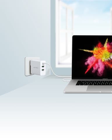 NÖRDIC 45W 3Ports Oplader 1xUSB C 45W Power Delivery 3,0 Quick Charger 4, 2xUSB En 18W Hurtiglader 3