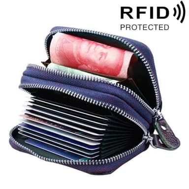 Blå Tegnebog med RFID-beskyttelse - Mange rum
