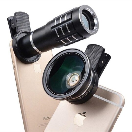 Fotolinse 3i1 Vidvinkel/Macro/ZoomX12 til smartphone