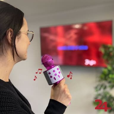 Karaokemikrofon Bluetooth Lyserød