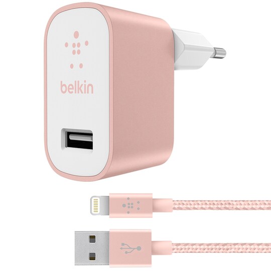 Belkin Mixit hjemmeoplader + Lightning-kabel - rosaguld