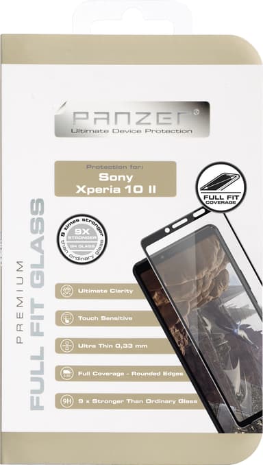 Panzer Full-Fit Sony Xperia 10 II skærmbeskytter (sort)