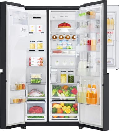 LG side-by-side kølefryseskab GSJ961MCVZ (sort)