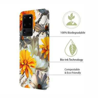 Miljøvenligt Samsung Galaxy S20 Ultra trykt etui - Orange Floral