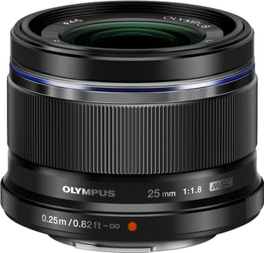 Olympus Zuiko 25mm f/1.8 hovedobjektiv (sort)