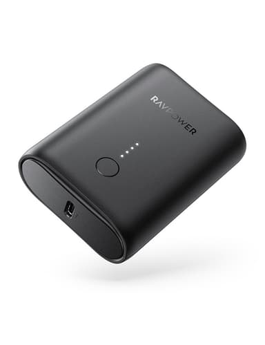 RAVPower Pioneer 10.000 mAh 18W PD + QC 2 Powerbank, Sort