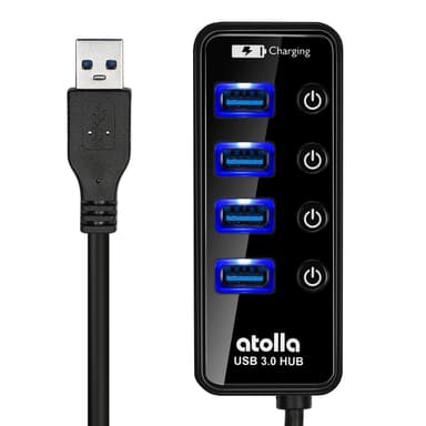 dinosaurus scene Tumult atollidae 4ports USB 3.0 Hub 5Gbps med en ekstra port til opladning 2,4a  individuel on-off kontakt med LED for hver port | Elgiganten