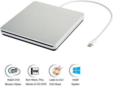 og DVD-afspiller optisk drev USB-C Silver | Elgiganten