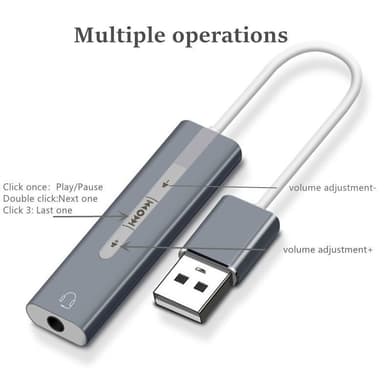 INF Eksternt lydkort USB 2.0 til 3.5 mm adapter