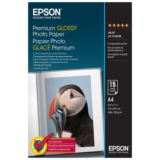 Epson Premium Glossy fotopapir A4 (15 ark)