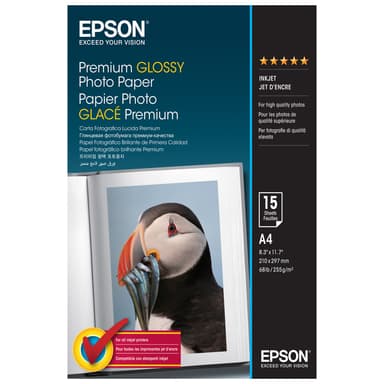 Epson Premium Glossy fotopapir A4 (15 ark)