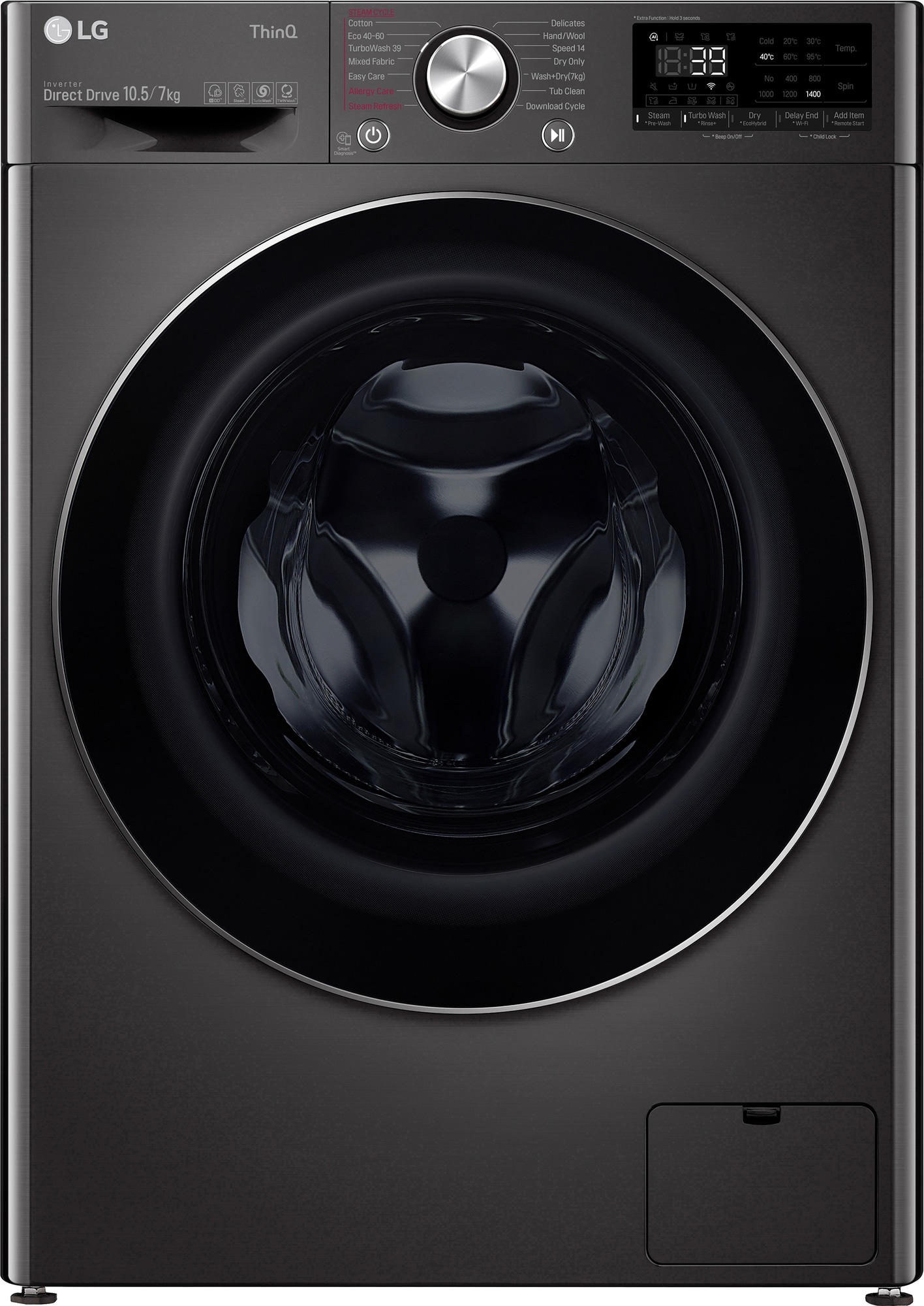 LG vaskemaskine/tørretumbler CV90J7S2BE (sort) thumbnail