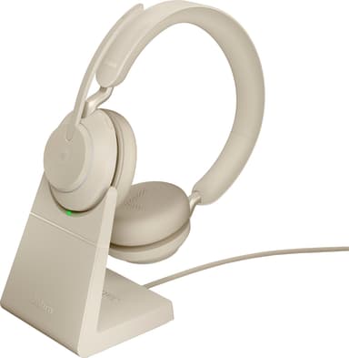 Jabra Evolve2 65 L380a MS Stereo headset med opladerstander (beige)
