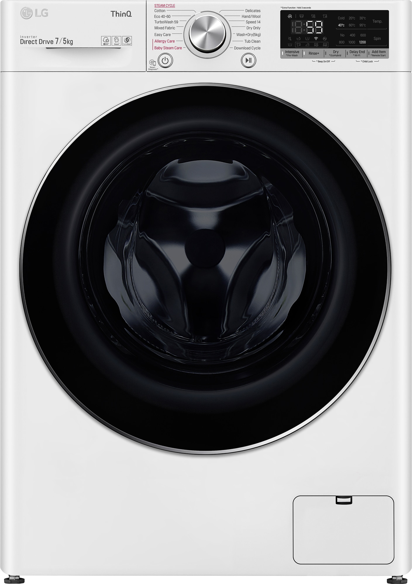 LG kombineret vaskemaskine/tørretumbler F2DV707S2WS thumbnail