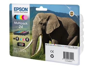 Epson 24 Multipack - 6 pakker - sort, gul, cyan, magenta, lys magenta, lys cyan - original - blækpatron (alternativ til: Epson 24XL)