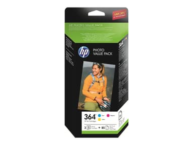 HP 364 Series Photo Value Pack - 3-pack - yellow, cyan, magenta - print cartridge / paper kit
