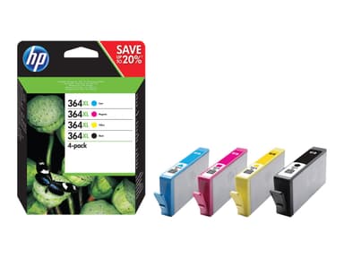 HP 364XL - 4 pakker - Højtydende - sort, gul, cyan, magenta - original - blækpatron