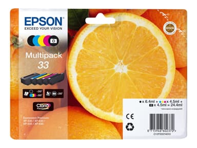 Epson 33 Multipack - 5 pakker - sort, gul, cyan, magenta, foto-sort - original - blækpatron