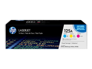 HP 125A Tri-pack - 3 pakker - gul, cyan, magenta - original - LaserJet - tonerpatron (CE259AM)