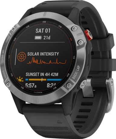 Garmin Fenix 6 Solar multisportsur (sølv)