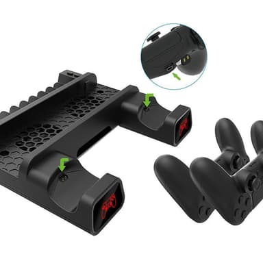 PS4 multifunktionelt stativ med ventilator, oplader, opbevaring