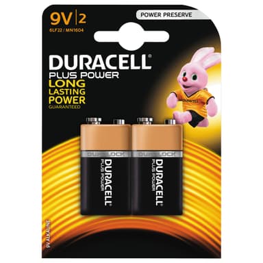 Duracell Plus Power 9V batteri (2 stk)