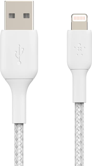 Belkin BOOST CHARGE Lightning til USB-A flettet kabel 2m (hvid)