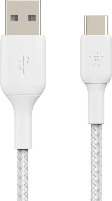 Belkin BOOST↑CHARGE USB-C to USB-A flettet kabel 2m (hvid)