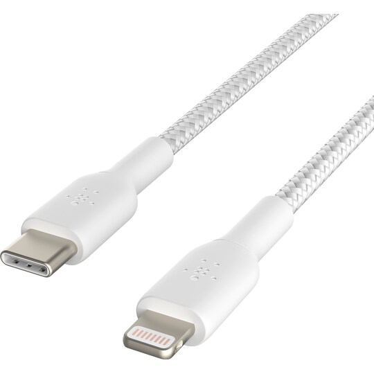 Belkin BOOST↑CHARGE USB-C til Lightning braided kabel 2m (white)