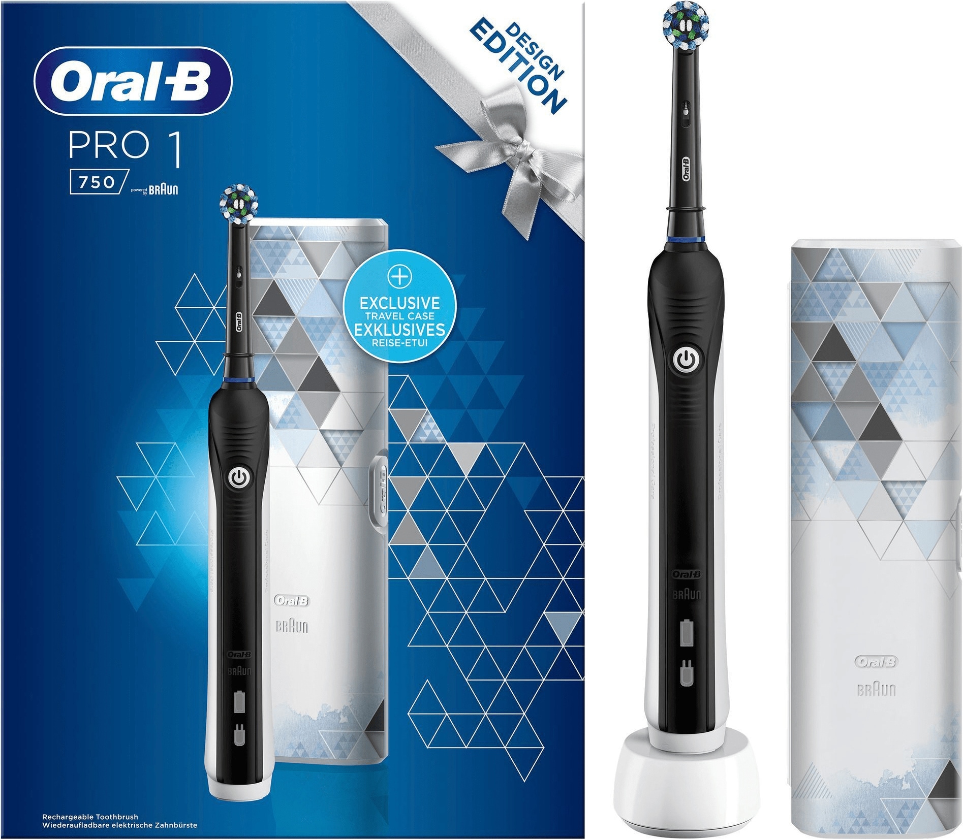 Oral-B Pro 1 750 elektrisk tandbørste gavesæt 319399 (sort) thumbnail