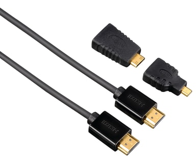 HAMA HDMI-Kabel 1,5m – Mit Ethernet, 4K Ultra HD & 2 Adaptern Für TV, PC & Gaming