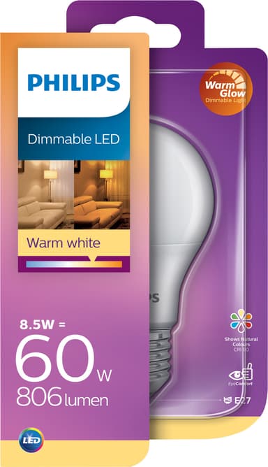 Philips WarmGlow LED bulb 8.5W E27