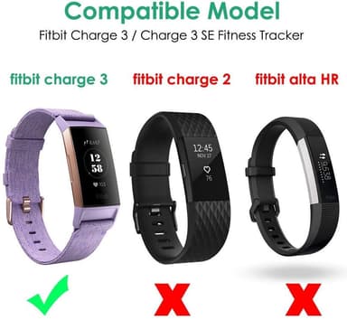 Udskiftningsoplader USB, kompatibel med Fitbit Charge 3