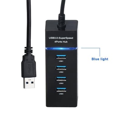 USB 3.0-hub med fire porte - sort
