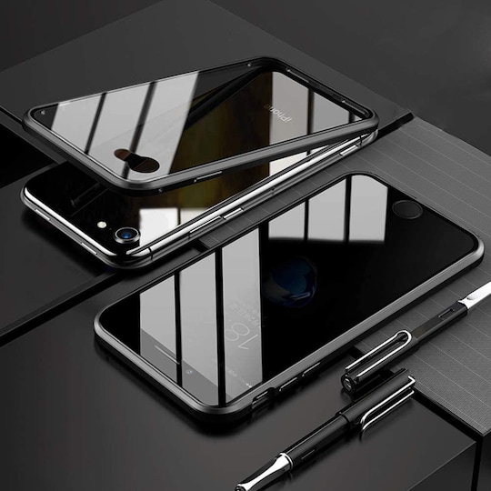 Mobildæksel i dobbeltsidet hærdet glas til iPhone 6 Plus - sort