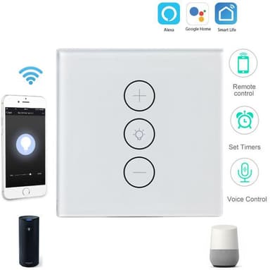 WiFi switch 2,6 GHz med lysdæmper Hvid