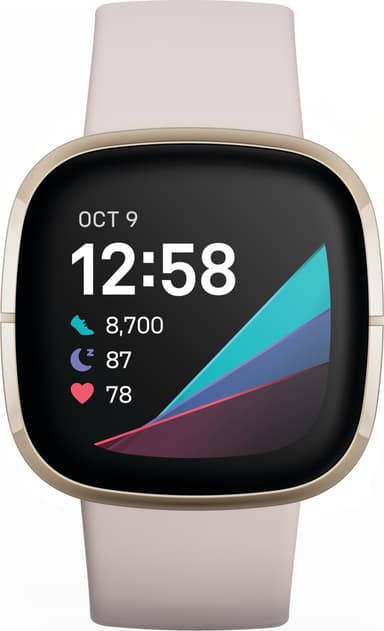 Fitbit Sense smartwatch (lunar white/soft gold rustfrit stål)