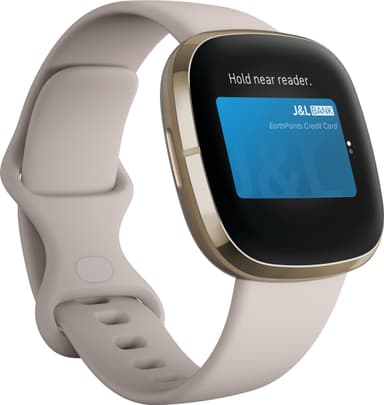 Fitbit Sense smartwatch (lunar white/soft gold rustfrit stål)