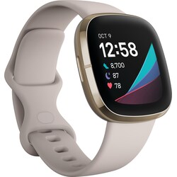 Fitbit Sense smartwatch (lunar white/soft gold rustfrit stål)