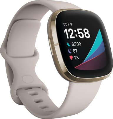 Fitbit Sense smartwatch (lunar white/soft gold rustfrit stål)