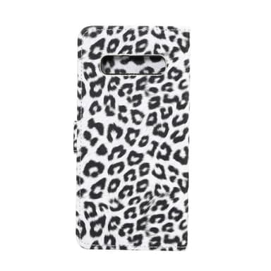 Leopardmønster tegnebogstativ læderbetræk til Samsung Galaxy S10 Plus