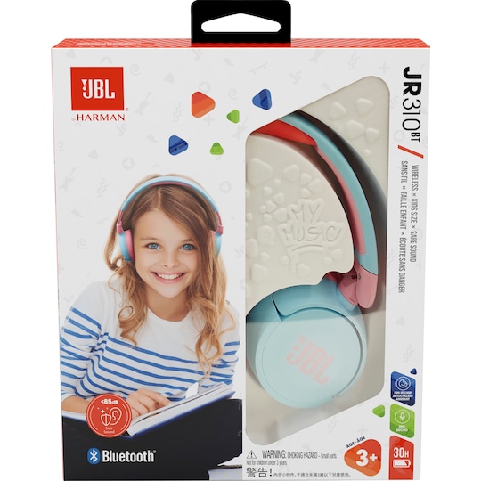 JBL Jr. 310BT on-ear trådløse høretelefoner (blå/pink)