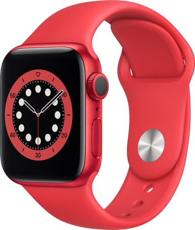 Apple Watch Series 6 40mm GPS (red alu/rød sportsrem)