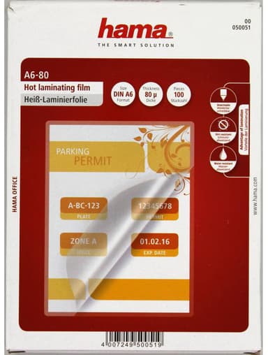 Hama A6 lamineringsfolie 80 µm - 100 ark