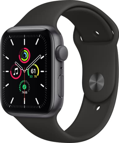 Apple Watch SE 44mm GPS (gray alu/sort sportsrem)