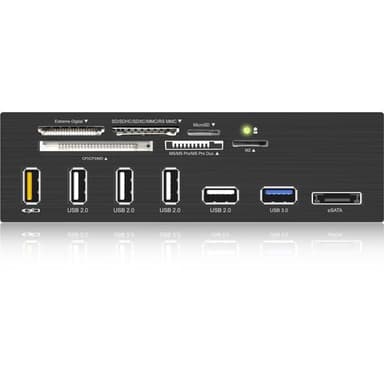 ICY BOX USB 3.0 memorykortlæser til 5,25"-plads, eSATA/USB2/USB3, und