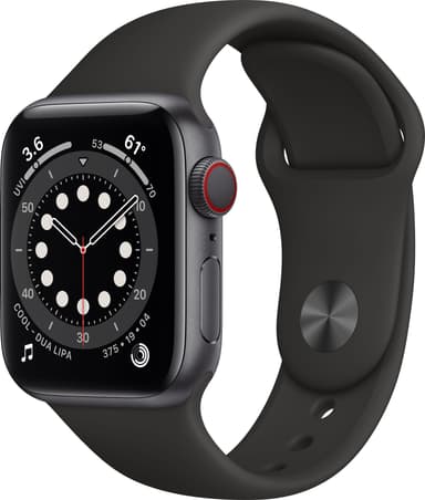 Apple Watch Series 6 40mm GPS+4G LTE (space gray/sort sportsrem)