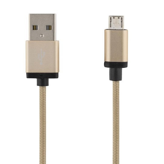 DELTACO PRIME USB-synk-/opladekabel, stofbeklædt, USB Type A han - US